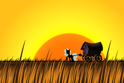 Size: 3000x2000 | Tagged: safe, artist:flamevulture17, trixie, pony, unicorn, g4, female, high res, mare, silhouette, solo, trixie's wagon, wagon