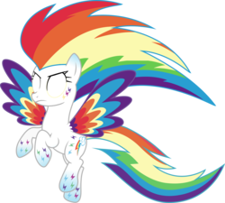 Size: 3339x3000 | Tagged: safe, artist:theshadowstone, rainbow dash, pegasus, pony, g4, colored wings, female, flying, frown, glowing eyes, high res, multicolored wings, rainbow power, rainbow power-ified, rainbow wings, simple background, solo, super rainbow dash, super rainbow power dash, this isn't even my final form, transparent background, vector, wings