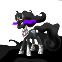 Size: 600x600 | Tagged: safe, artist:hudoyjnik, king sombra, pony, unicorn, g4, female, long tail, mare, queen umbra, rule 63, simple background, solo, sombra's cutie mark, transparent background, umbra's cutie mark
