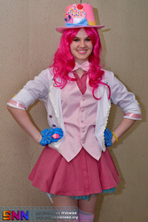 Size: 1600x2400 | Tagged: safe, artist:graphospasm, pinkie pie, human, g4, buttons, clothes, cosplay, irl, irl human, photo, skirt, solo