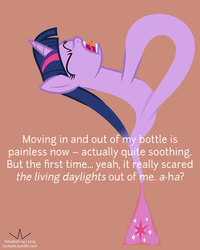 Size: 800x1000 | Tagged: safe, artist:parclytaxel, twilight sparkle, genie, g4, a-ha, ask, bottle, female, geniefied, klein bottle, screaming, solo, song reference, text, tumblr, twilight sparkle (alicorn), twitwee, vector