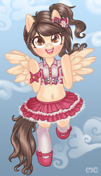 Size: 504x874 | Tagged: safe, artist:mcponyponypony, oc, oc only, pony, anime, belly button, ponified, request, requested art, solo