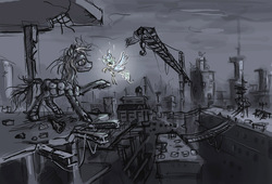 Size: 1176x800 | Tagged: safe, artist:agm, breezie, fallout equestria, ruins, wasteland