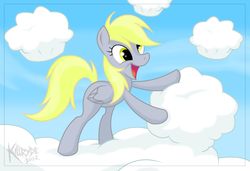 Size: 2210x1510 | Tagged: safe, artist:killryde, derpy hooves, pegasus, pony, g4, cloud, cloudy, female, mare, solo