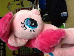 Size: 960x720 | Tagged: safe, artist:hugsandtugs, pinkie pie, g4, fluffy, irl, photo, play by play, plushie, sideways image, spain, toy