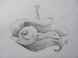 Size: 3648x2736 | Tagged: artist needed, safe, fluttershy, g4, female, high res, monochrome, solo, traditional art