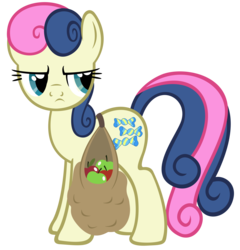 Size: 4700x4900 | Tagged: safe, artist:sofunnyguy, bon bon, sweetie drops, earth pony, pony, call of the cutie, g4, absurd resolution, apple, bag, bag of apples, bon bon is not amused, female, i didn't put those in my bag, simple background, solo, transparent background, vector