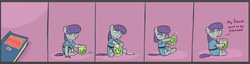 Size: 1755x451 | Tagged: safe, artist:poptart36, maud pie, earth pony, pony, g4, book, clothes, comic, crossover, dialogue, female, food, jar, lilo and stitch, mare, pickle, pickle jar, rock, solo