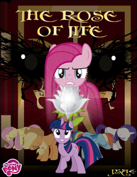 Size: 2550x3300 | Tagged: safe, artist:j5a4, applejack, fluttershy, pinkie pie, rainbow dash, rarity, twilight sparkle, comic:the rose of life, g4, comic, grimdark source, grotesque source, high res, pinkamena diane pie