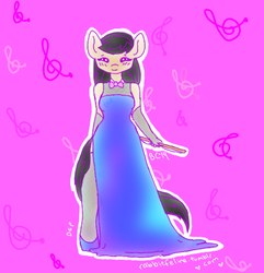Size: 485x503 | Tagged: safe, artist:bunnycat, octavia melody, earth pony, anthro, g4, blushing, clothes, dress, female, gloves, smiling, solo, stockings