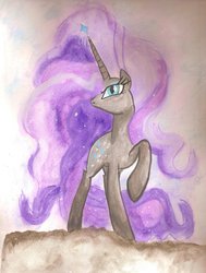 Size: 1024x1357 | Tagged: safe, artist:lightningchaser, nightmare rarity, g4, female, nightmare grayity, solo, traditional art