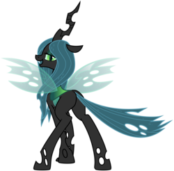 Size: 3000x2950 | Tagged: dead source, safe, artist:dcencia, queen chrysalis, changeling, changeling queen, g4, bugbutt, butt, female, high res, looking back, plot, simple background, solo, transparent background, vector