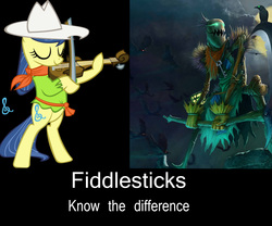 Size: 6000x5000 | Tagged: safe, artist:neutralz1, fiddlesticks, g4, absurd resolution, apple family member, know the difference, league of legends, musical instrument, scythe, violin
