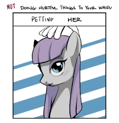 Size: 1258x1300 | Tagged: safe, artist:steve, maud pie, earth pony, human, pony, g4, animated, bedroom eyes, blushing, bust, cute, daaaaaaaaaaaw, doing loving things, ear flick, eye shimmer, female, hnnng, human on pony petting, looking at you, mare, maudabetes, meme, not doing hurtful things to your waifu, offscreen character, petting, petting her, smiling, waifu, weapons-grade cute, when she smiles
