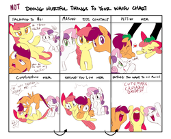 Size: 1600x1300 | Tagged: safe, artist:jessy, edit, apple bloom, scootaloo, sweetie belle, oc, oc:anon, earth pony, pegasus, pony, unicorn, g4, colored, comic, cute, cutie mark crusaders, diasweetes, doing loving things, female, filly, foal, harem, implied foalcon, meme, polygamy, this will end in jail time, waifu