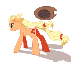 Size: 799x700 | Tagged: safe, artist:nitronic, applejack, g4, determined, female, pixiv, solo, windswept mane