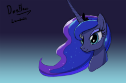 Size: 1280x840 | Tagged: safe, artist:darkflame75, princess luna, lunadoodle, g4, bust, female, head, portrait, smiling, solo