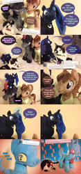 Size: 1400x3000 | Tagged: safe, artist:wiggles, king sombra, princess luna, oc, oc:coffee talk, oc:wiggles, cat, ask king sombra, g4, comic, irl, magic, photo, plushie