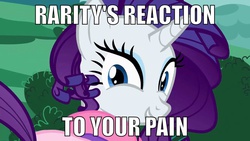 Size: 1280x720 | Tagged: safe, rarity, g4, female, image macro, meme, sadistic rarity, solo