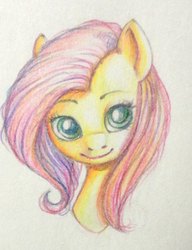 Size: 1000x1300 | Tagged: safe, artist:dzmaylon, fluttershy, g4, bust, female, simple background, smiling, solo, traditional art, white background