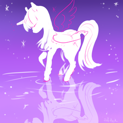 Size: 1000x1000 | Tagged: safe, artist:puffpink, twilight sparkle, alicorn, pony, g4, female, mare, reflection, solo, twilight sparkle (alicorn)