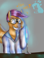 Size: 3000x4000 | Tagged: safe, artist:kdjade, scootaloo, anthro, g4, clothes, female, goggles, high res, lab coat, science, solo