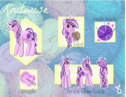 Size: 1024x790 | Tagged: safe, artist:candywater, oc, oc only, oc:knitwise, reference sheet, solo