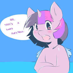 Size: 500x500 | Tagged: safe, artist:cold-blooded-twilight, twilight sparkle, alicorn, pony, cold blooded twilight, g4, dialogue, female, mare, solo, talking, twilight sparkle (alicorn)