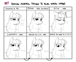 Size: 1600x1300 | Tagged: safe, artist:ssorobo, maud pie, earth pony, human, pony, g4, blushing, dialogue, doing loving things, eye contact, female, grayscale, human on pony petting, looking at each other, looking at someone, mare, meme, monochrome, petting, scrunchy face, simple background, smiling, tears of joy, text, when she smiles, white background