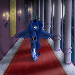 Size: 2900x2900 | Tagged: safe, artist:digitalcyn, princess luna, g4, carpet, female, high res, indoors, solo