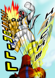 Size: 1240x1754 | Tagged: safe, artist:fourze-pony, pony, comic, crossover, drill, fight, finisher, fourze-stallion, kamen rider, kamen rider fourze, kick, ponified, rocket, tokusatsu, tumblr, tumblr comic