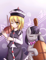 Size: 2650x3507 | Tagged: safe, artist:dyoung, octavia melody, g4, cello, high res, lunasa prismriver, musical instrument, musician, pixiv, touhou, violin