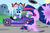 Size: 2250x1500 | Tagged: safe, artist:navitaserussirus, trixie, twilight sparkle, pony, unicorn, g4, alicorn amulet, crossover, death stare, faceplant, luigi's death stare, mario kart, mario kart 8, meme, moustache, super mario bros., unicorn twilight, vehicle