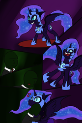 Size: 1500x2250 | Tagged: safe, artist:flutteriot, artist:invertigo, nightmare moon, oc, oc:anon, human, g4, comic, hug