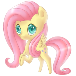 Size: 568x568 | Tagged: safe, artist:awesomebluepony, fluttershy, g4, chibi, cute, female, looking at you, simple background, solo, transparent background