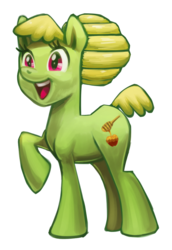 Size: 704x1021 | Tagged: safe, artist:needsmoarg4, apple honey, earth pony, pony, g4, apple family member, digital painting, female, mare, redesign, simple background, solo, transparent background