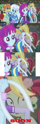 Size: 640x1940 | Tagged: safe, edit, edited screencap, screencap, cloudy kicks, derpy hooves, drama letter, heath burns, mystery mint, rose heart, sandalwood, scribble dee, trixie, watermelody, wiz kid, equestria girls, g4, my little pony equestria girls: rainbow rocks, background human, soon, tenso