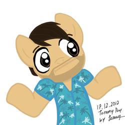 Size: 900x900 | Tagged: artist needed, safe, artist:temanedge95, pony, :i, clothes, grand theft auto, gta vice city, ponified, shirt, shrug, shrugpony, solo, tommy vercetti