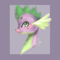 Size: 500x500 | Tagged: safe, artist:saoiirse, spike, g4, elements of power, male, portrait, profile, solo, thick eyebrows