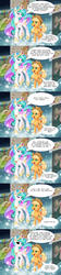 Size: 1200x5400 | Tagged: safe, artist:dstears, edit, applejack, princess celestia, g4, ascension realm, bandage, comic, eyepatch, princess celestia's special princess making dimension, speech bubble