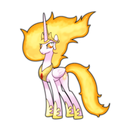 Size: 1200x1200 | Tagged: safe, artist:hoyeechun, nightmare star, princess celestia, oc, oc:inferno sun, pony, g4, female, looking at you, mare, simple background, smiling, solo, transparent background