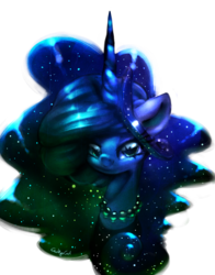 Size: 1341x1709 | Tagged: safe, artist:carligercarl, princess luna, alicorn, pony, g4, bust, ethereal mane, female, jewelry, necklace, portrait, solo, space, starry mane, stars
