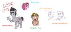 Size: 1024x466 | Tagged: safe, artist:the-papernes-guy, pinkie pie, g4, bubble berry, egoraptor, jontron, markiplier, pewdiepie, ponified, rule 63