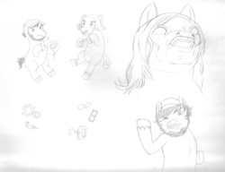 Size: 1009x775 | Tagged: safe, artist:vickyviolet, egoraptor, game grumps, jontron, monochrome, sketch, traditional art