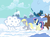 Size: 5656x4159 | Tagged: safe, artist:notlikelyanartist, bon bon, derpy hooves, sweetie drops, earth pony, pegasus, pony, g4, absurd resolution, duo, female, mare, muffin, snow, snow sculpture, snowmuffin, that pony sure does love muffins, winter