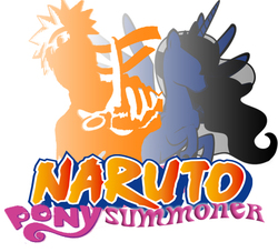 Size: 449x408 | Tagged: safe, princess luna, g4, author:pen mightier, cover, crossover, cute, fanfic, fimfiction, naruto, uzumaki naruto