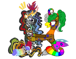 Size: 978x768 | Tagged: safe, artist:sarahostervig, oc, oc only, oc:miss mary, oc:queen harmony, zebra, duo, my eyes