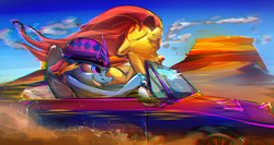 Size: 5873x3129 | Tagged: safe, artist:alumx, fluttershy, rainbow dash, g4, absurd resolution, car