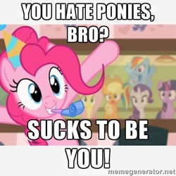 Size: 400x400 | Tagged: safe, pinkie pie, g4, hate, hater, image macro, meme, reaction image