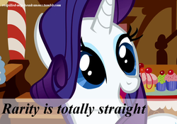 Size: 1000x700 | Tagged: safe, rarity, pony, unicorn, g4, female, headcanon, male, mare, open mouth, redpilled-mlp-headcanons, shipping war in the comments, smiling, solo, straight, text, the users who have commented here are crazy